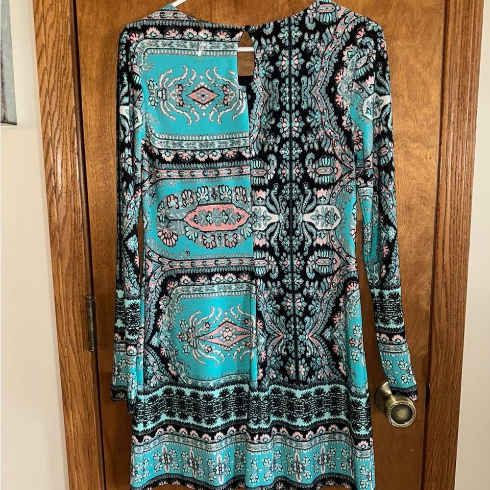 Turquoise Patterned Dress - Picture 2 of 2
